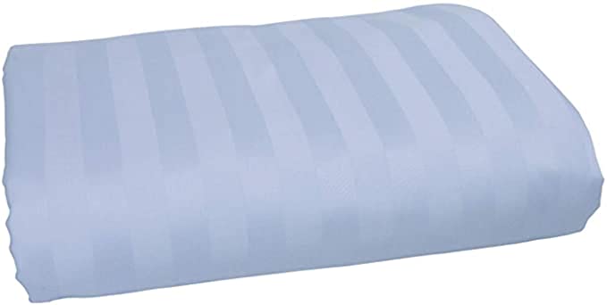 100% Long Staple Cotton Luxury Striped 540 Thread Count Flat Sheet - Twin / Twin XL, Light Blue