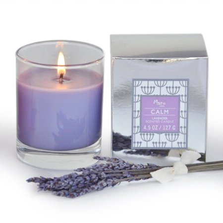 Manu Home® CALM Lavender Scented Aromatherapy Candle ~ Made with Quality Aromatherapy Oils for Relaxation ~ Great for Any Home Décor ~ Natural Wax blend ~ Unique and Amazing Smelling Spa Candles ~ Perfect As a Gift, or for Your Own Home ~ 4.5 oz Made in USA.