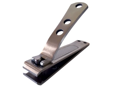 KlipPro Straight Edge Nail Clipper - 4mm Wide Jaw, Easy Grip Handle, Built-in Nail File, Brushed Stainless Steel, 3.3" Long