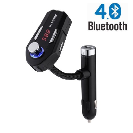 Anbero FM25 Bluetooth Car FM Transmitter with Dual 5V24A USB ChargingMusic Controls and Hands-Free Calling Works with AppleSamsungLG and More SmartphonesTablet pcMP3 Players