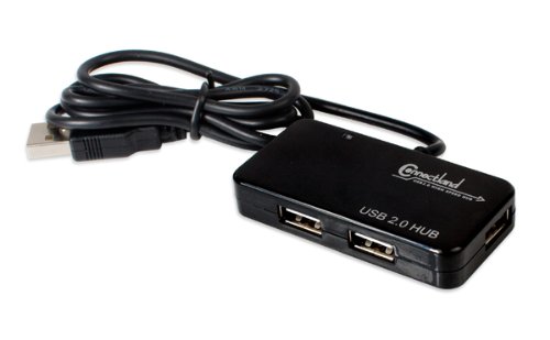 Connectland CL-HUB20033 Ultra Slim USB 2.0 4 port Hub for desktop and laptops Black