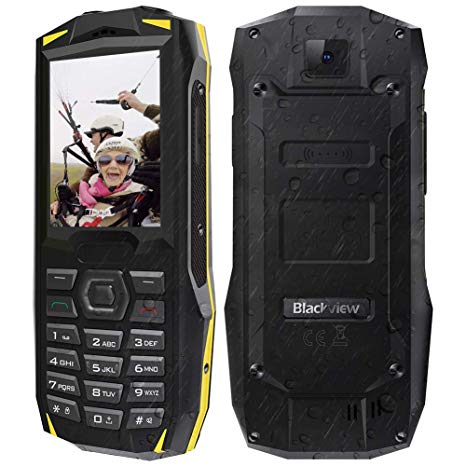 Blackview BV1000 Button Phone, 2 1 Triple Slot 2.4" Simple telephone, 3000mAh big Battery Rugged Outdoor and Waterproof Mobile Phone, 50 m LED Flashlight, Large Speaker, 0.3MP Camera, FM, Video