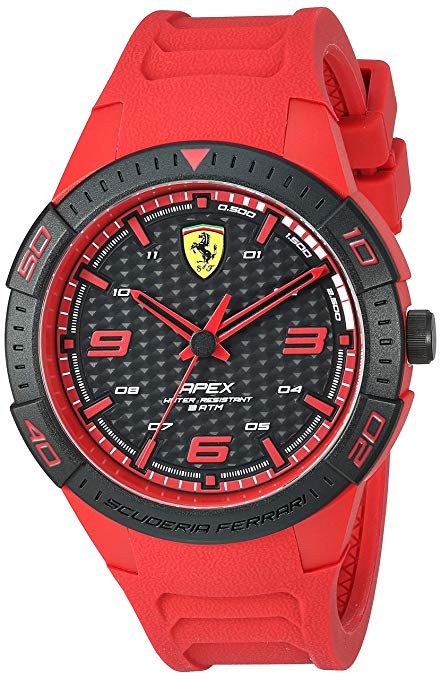 Ferrari Men's APEX Quartz Watch with Silicone Strap, Red, 20.5 (Model: 0830664)