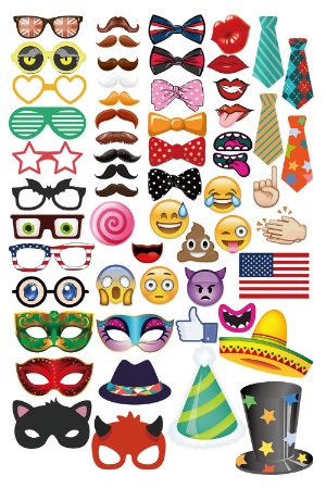 Ohlily Photo Booth Props 58 PCS with Emojis for Birthday Reunions Weddings Parties