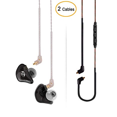 BASN Bsinger LUX Dual Drivers Singer Headphones (Earbuds/Earphones) with MMCX Detachable Cables, Noise-Isolating in-Ear Monitor with Microphone and Remote