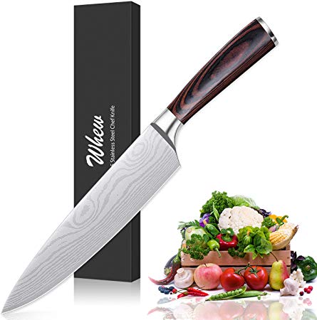 Whew Chef's Knife, 8 Inch Japanese High Carbon Stainless Steel Pro Sharp Cooking Kitchen Knife with Ergonomic Handle,Razor Sharp,Stain and Corrosion Resistant,Best Choice for Home Kitchen Restaurant