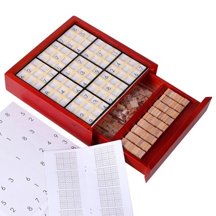Augenblick Wooden Sudoku Board Game with Booklet of 100 4-Level Sudoku Puzzle