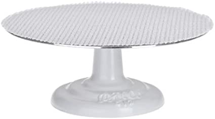 Ateco Cast Iron and Non-slip Pad Cake stand, 12 inch, White