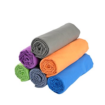 Microfiber Towel by Rainleaf. Perfect Sports & Travel Towel. Fast Drying - Antibacterial - Super Absorbent - Ultra Compact. Suitable for Camping, Gym, Beach, Swimming, Backpacking.