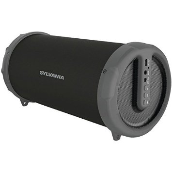 Sylvania Bluetooth Tube Speaker with Radio and Shoulder Strap (Graphite)
