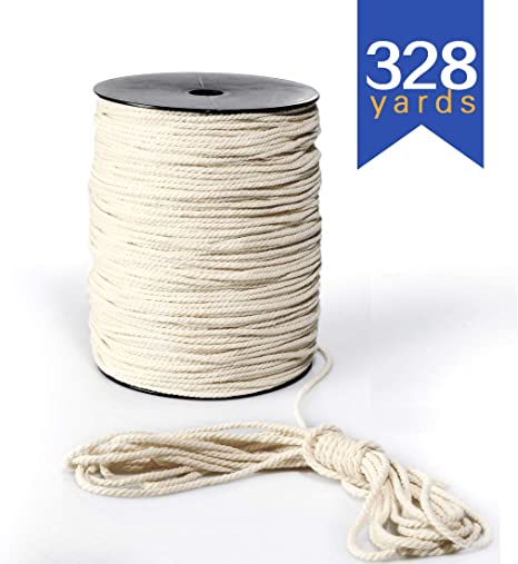 Macrame Cord, 3mm x 328 Yards Cotton Macrame Rope, 3 Strand Twisted Cotton Cord
