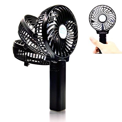 FIGROL Mini Portable and Handheld USB Fan,with Battery Recharge and Metal Clip,3 Speeds Adjustable(black)
