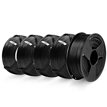 3D Printer PLA Filament 1.75, SUNLU Black PLA 1.75mm of MasterSpool, Fit FDM 3D Printer, 1KG Spool,Pack of 5, Dimensional Accuracy  /- 0.02 mm, PLA Black Black Black Black Black