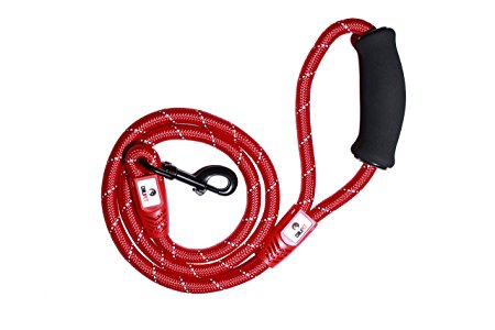 Comfortable & Shock Absorbing 4ft Mountain Climbing Rope Dog Leash with Comfy Foam Handle for Walking Running Hiking & Training with your Pet. Ideal for Small, Medium and Large Breeds
