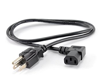 CablesOnline 3ft Right-Angle AC Power Cord Cable with 3-Conductor PC Power Connector (PC-303R)