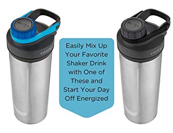 Contigo Shake and Go Fit Thermalock Vacuum-Insulated Stainless-Steel Shaker Bottles - Convenient and Functional Mixer - Easy Clean-up - BPA Free - 24 Ounces - Carolina Blue and Gray (2 Pack)