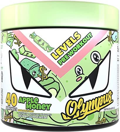Olympus Lyfestyle Levels Pre Workout 40 Servings Green Apple Candy/Apple Money