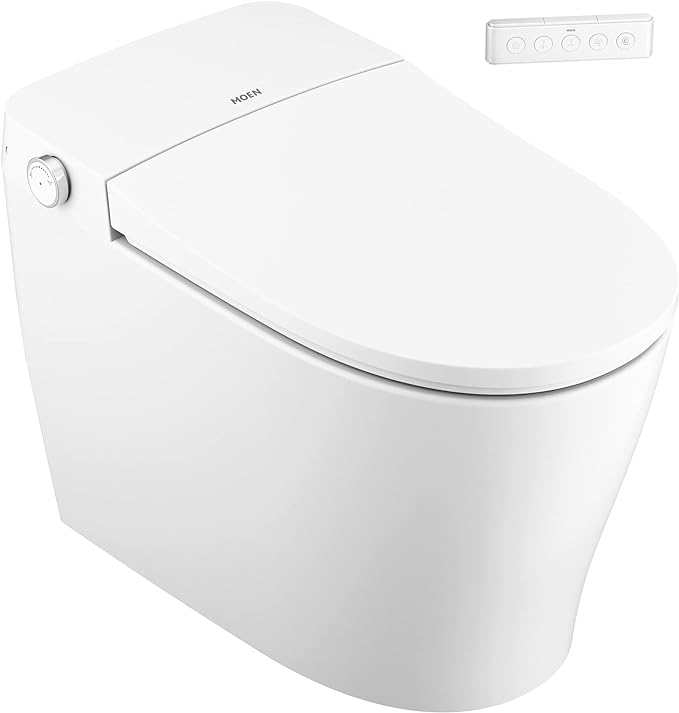 Moen ET900 2-Series Tankless Bidet One Piece Elongated Bidet Toilet with Remote, Auto Flush, and Warm Air Dryer, and Temperature Control, White