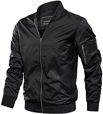 TACVASEN Men's Jacket-Lightweight Casual Spring Fall Thin Bomber Zip Pockets Coat Outwear