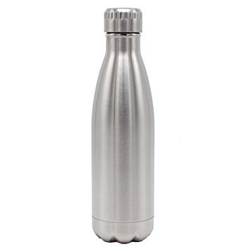 Insulated 17 oz Cola Bottle - Double Walled Vacuum Thermos - Cola Style Water Bottle Tumbler