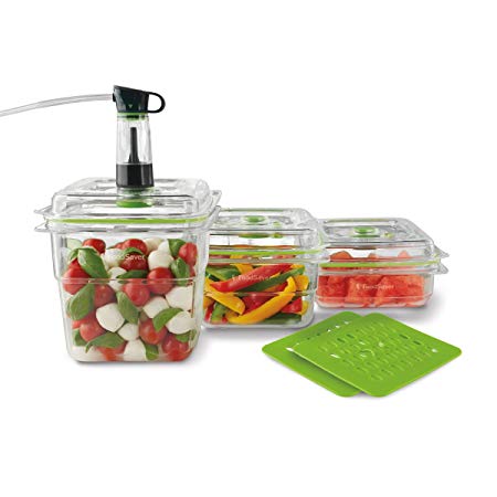 FoodSaver FA3SC358T2-033 Fresh Container, 3-Piece Bundle Plus 2 Trays, Clear