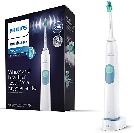 Philips Sonicare DailyClean 3100 Electric Toothbrush, White with ProResults Brush Head (UK 2-Pin Bathroom Plug) HX6221/56