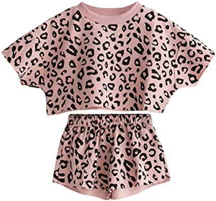 Toddler Baby Girls Leopard Print Summer Clothes Set T-Shirt and Short Pants 2pcs Outfits