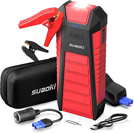 SUAOKI U27 2500A Peak 25000mAh Portable Jump Starter (up to all gas and 8.5L diesel engines) Car Battery Booster,Power pack with Type-C USB,Smart Clamps,LED Flashlight,for 12V Cars and Motorcycles