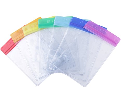Rocclo Waterproof Type PVC ID Card Holder, Clear (Rainbow Vertical)