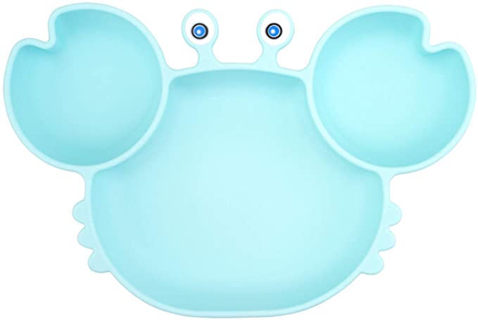 Silicone Suction Plate for Toddlers - Self Feeding Training Divided Plate Dish and Bowl for Baby and Toddler, Fits for Most Highchairs Trays, BPA Free Microwave Dishwasher Safe