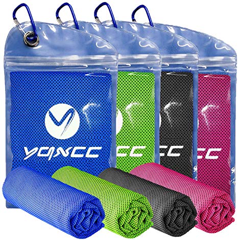 YQXCC Cooling Towel 4 Packs (47"x12") Microfiber Towel Yoga Towel for Men or Women Ice Cold Towels for Yoga Gym Travel Camping Golf Football & Outdoor Sports