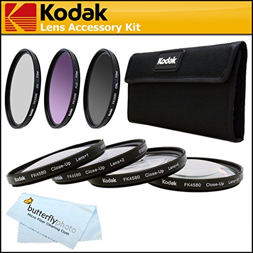 Kodak 77mm Macro Kit Includes: 4pc. Close-Up Macro Filters   3pc. Filter Kit (UV, CPL, FLD) For Nikon Df, D7100, D7000 D5300 D5200 D5100 D3200 D800, D700 D600 D610 D300S D90, Canon EOS 5D Mark III, EOS-1D X, 6D, 7D, 60D, 70D, T5i, T4i, SL1, T3i, T3, EOS M