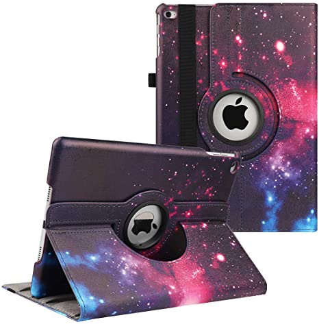 New iPad 9.7 inch Case 2018 2017/ iPad Air 2 Case - 360 Degree Rotating Stand Protective Cover Smart Case with Auto Sleep/Wake for Apple iPad 5th/6th Generation (Moon Galaxy)