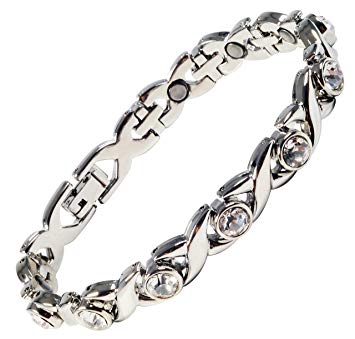 Magnetic Bracelet for Women Silver Finish Natural Pain Relief Therapy by Mind n Body