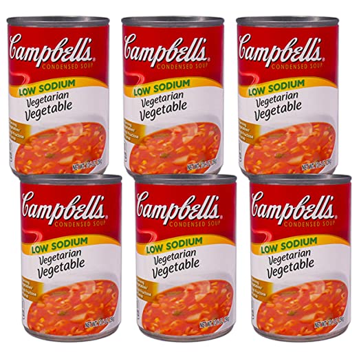 Campbell's Soup 10.5 ounce Cans (Pack of 6) (Low Sodium Vegetarian Vegetable)