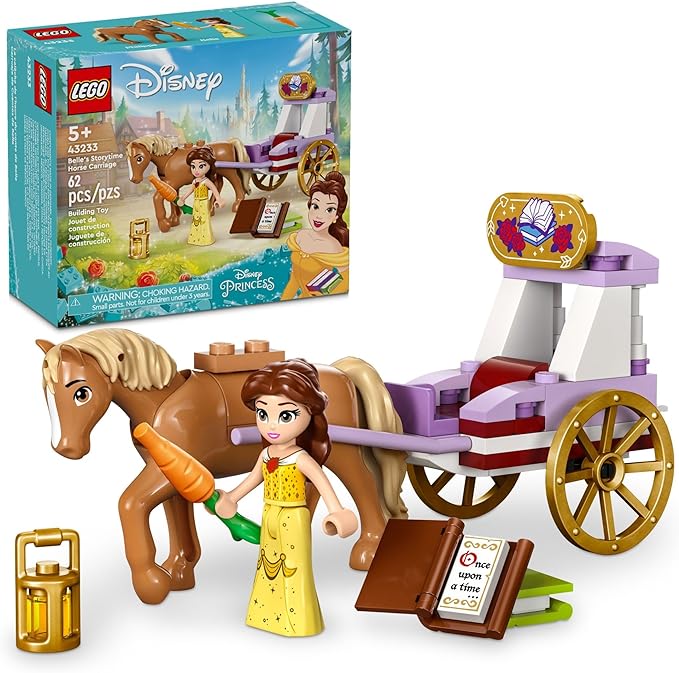 LEGO Disney Princess Belle’s Storytime Horse Carriage and Mini-Doll, Princess Toy for Kids, Disney’s Beauty and The Beast Movie Gift for Girls and Boys Ages 5 and Up, 43233