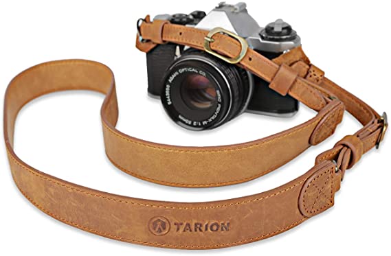 TARION Genuine Leather Camera Strap Vintage DSLR Camera Neck Strap Belt Handmade Film Camera Shoulder Strap Cord Long Rope Adjustable for SLR Mirrorless Cameras L2