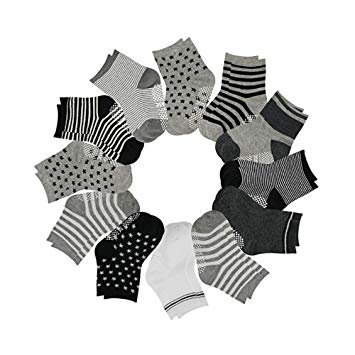 B&S FEEL Baby's Assorted 12 Pairs Cotton Socks (Anti-slip 1 to 3 Years Old)