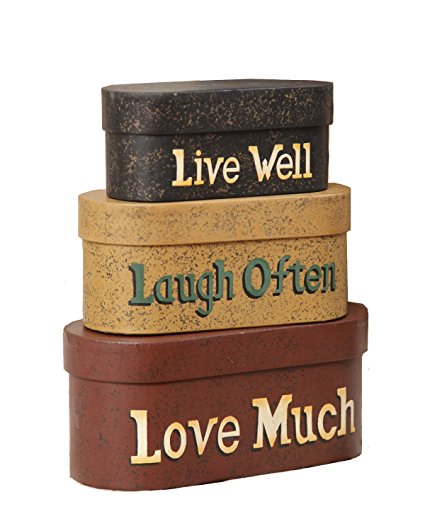 Your Hearts Delight 8 by 3-1/2-Inch Live Laugh Love Nesting Boxes, Large
