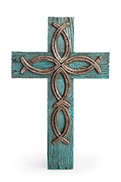Ichthus Jesus Fish Crucifix - Large Wall Cross 15.5 Inch Tall X 10 Inch Wide by Bay Area Housewares