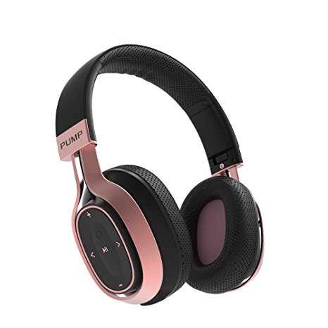 BlueAnt - Pump Zone Over Ear HD Wireless Headphones, Mega Bass and Enhanced Sound Purity (Black Rose Gold)