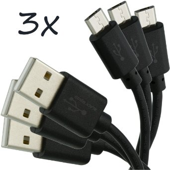 Micro USB Cable 33ft1m 3pk - Micro B to USB 20 A High Speed - Fast Data Sync Charging Cord - Charge Samsung HTC LG Nexus Motorola Sony Android Smartphone Cell Phone and Tablet