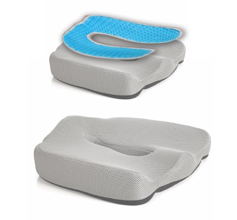 4 in 1 Memory Foam Seat Cushion - Orthopedic Coccyx Support pillow - With Cooling Gel Pad - For Lower Back and Tailbone Pain - Protect Your Back & Lumbar, For Truck Or Car Driver