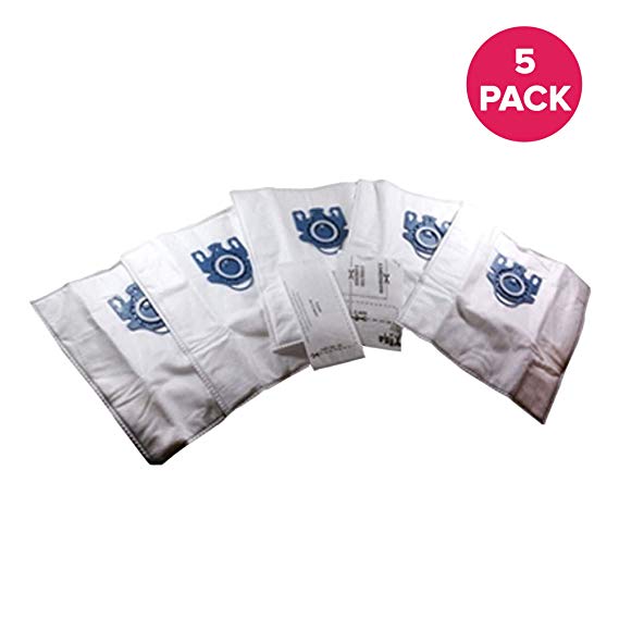 Crucial Vacuum Replacement Vac Bags Part # 10123210 - Compatible With Miele GN Cloth HEPA Style Bags, 5 Motor & 5 Air Filters Fit S400i-S456i, S600-S658, S800-S858 & S5000-S5999 - (5 Pack)