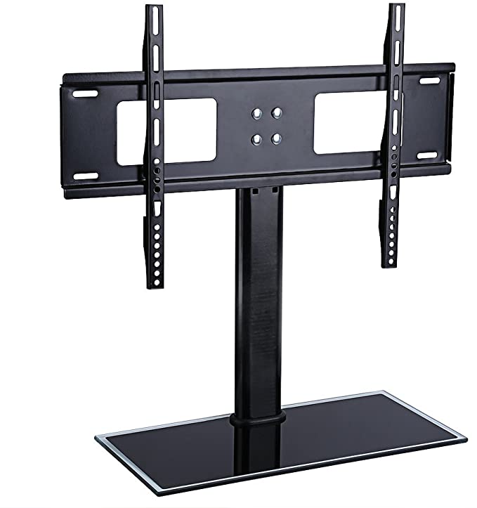 Universal Pedestal TV Stand, Adjustable Table LED LCD TV Stand Bracket Glass Base VESA Mount Monitor Riser for 37 to 55 inch, Loading Capacity 60KG