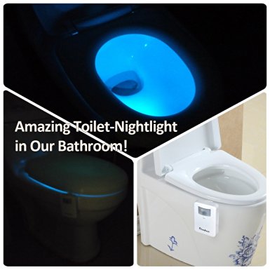 Toilet Night Light: iTaoBest Motion Activated Toilet Bowl NightLight with Colors, Light Detector, Motion Sensor