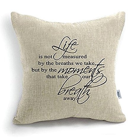 Uphome 18 Inch Quote Words Square Decorative Cotton Linen Cushion Cover Throw Pillowcase