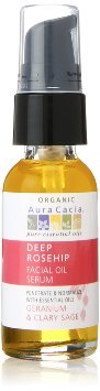 Aura Cacia, Deep Rosehip Essentials Facial Oil Serum, Geranium & Clary Sage, 1 fl oz (30 ml)