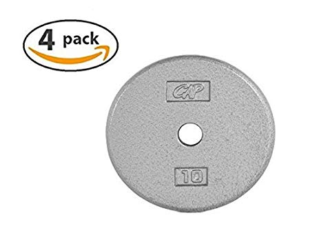 CAP Barbell* Standard Free Weight Plate, 1-Inch Standard Bars, 10-Pound in Gray, Set of 4