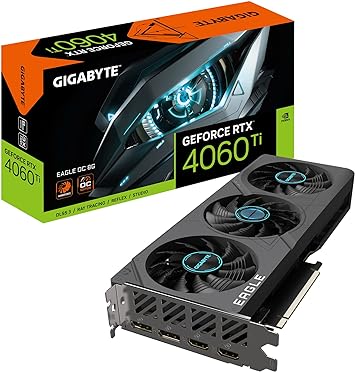 GIGABYTE GeForce RTX 4060 Ti Eagle OC 8G Graphics Card, 3X WINDFORCE Fans, 8GB 128-bit GDDR6, GV-N406TEAGLE OC-8GD Video Card